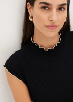 T-shirt côtelé en viscose extensible