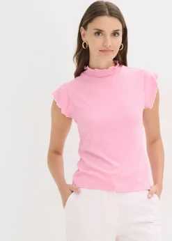 T-shirt côtelé en viscose extensible