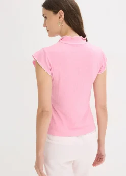 T-shirt côtelé en viscose extensible