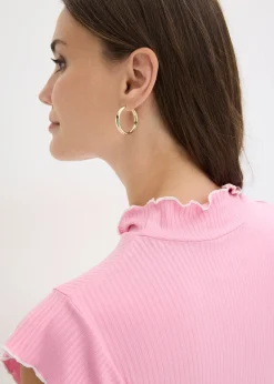 T-shirt côtelé en viscose extensible