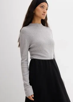 T-shirt côtelé en viscose mélangée