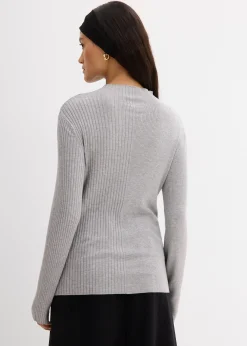 T-shirt côtelé en viscose mélangée