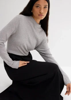 T-shirt côtelé en viscose mélangée