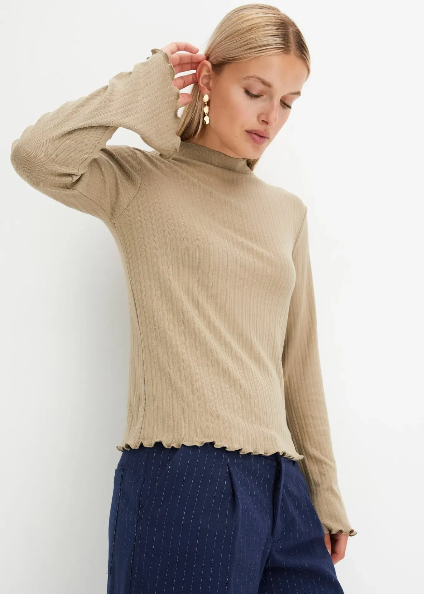 T-shirt côtelé manches longues