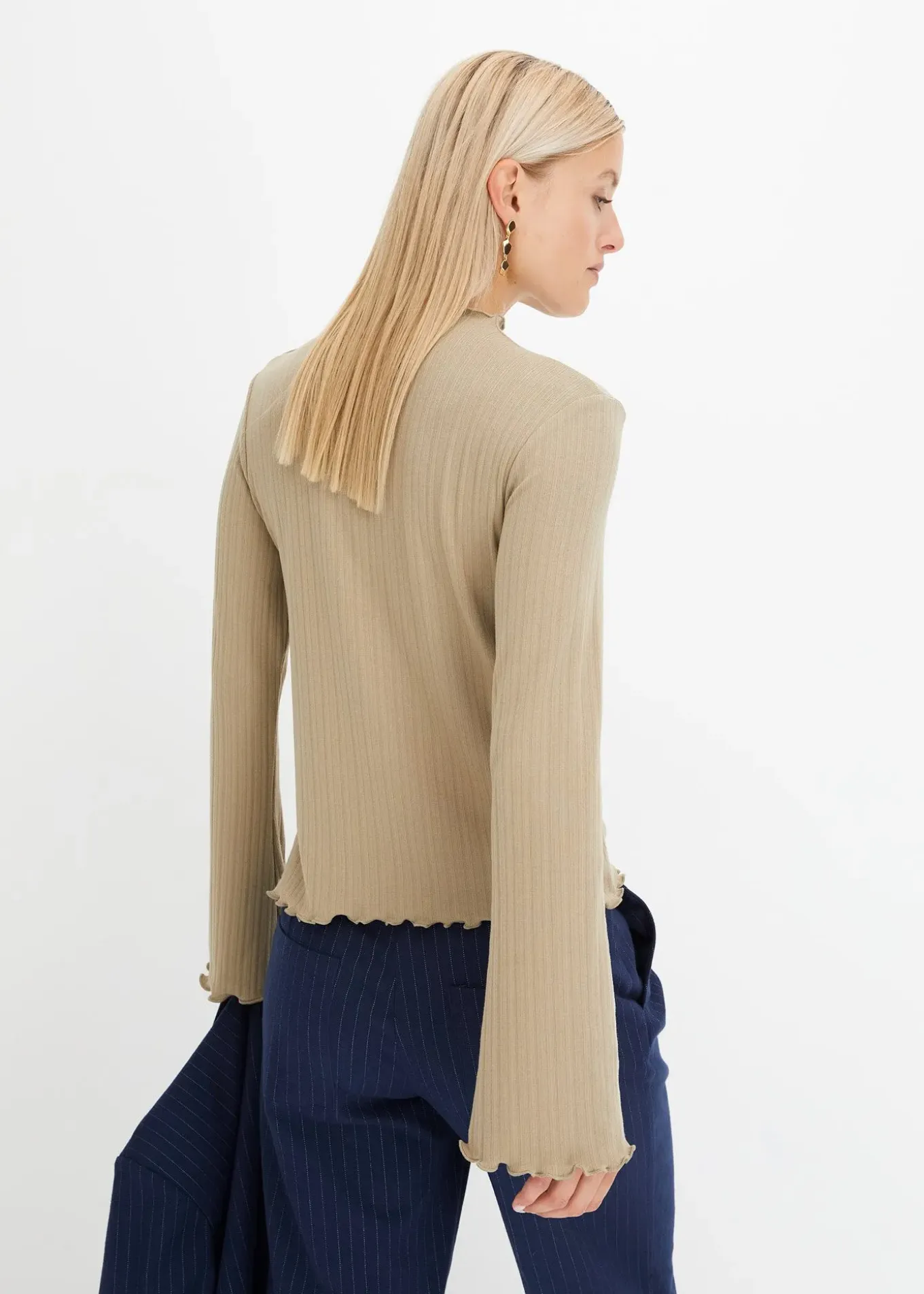 T-shirt côtelé manches longues