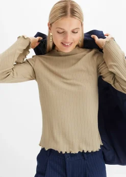 T-shirt côtelé manches longues