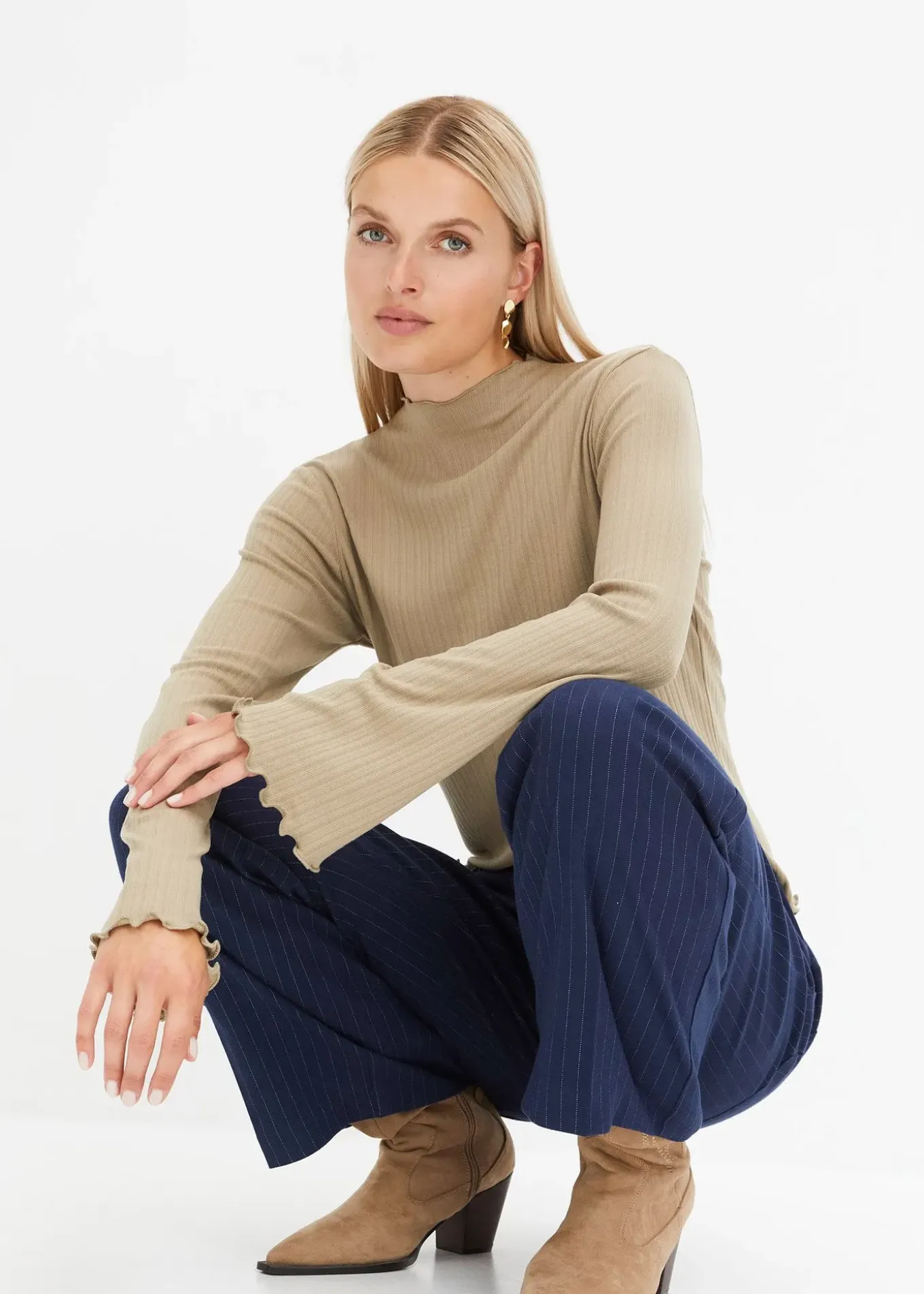 T-shirt côtelé manches longues