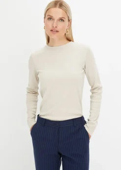 T-shirt côtelé manches longues 100 % coton