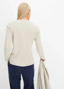 T-shirt côtelé manches longues 100 % coton