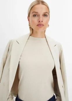 T-shirt côtelé manches longues 100 % coton