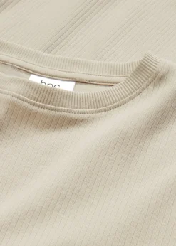 T-shirt côtelé manches longues 100 % coton