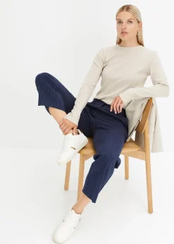 T-shirt côtelé manches longues 100 % coton