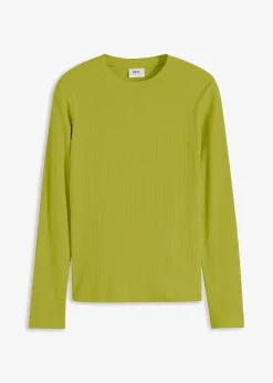 T-shirt côtelé manches longues 100 % coton