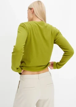 T-shirt côtelé manches longues 100 % coton