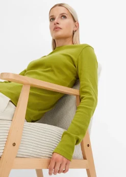 T-shirt côtelé manches longues 100 % coton