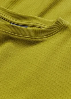 T-shirt côtelé manches longues 100 % coton