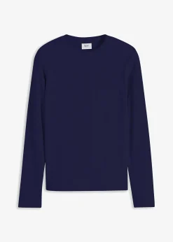 T-shirt côtelé manches longues 100 % coton