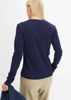 T-shirt côtelé manches longues 100 % coton