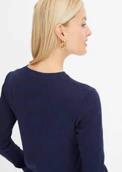 T-shirt côtelé manches longues 100 % coton