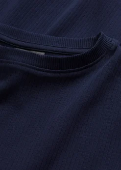 T-shirt côtelé manches longues 100 % coton