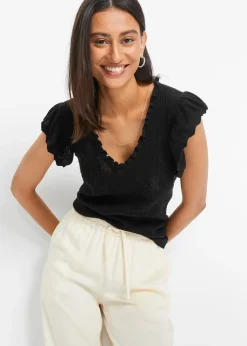 T-shirt doux en maille de viscose mélangée