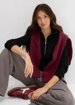 T-shirt doux et côtelé en viscose mélangée