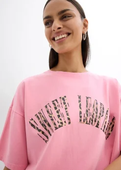 T-shirt doux et oversize en coton extensible