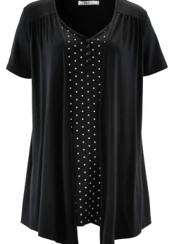 T-shirt 2en1 col V, manches courtes