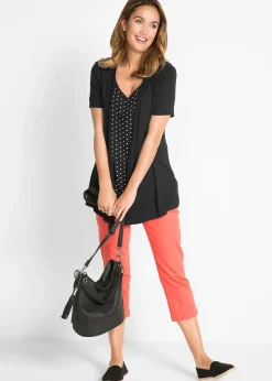 T-shirt 2en1 col V, manches courtes