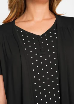 T-shirt 2en1 col V, manches courtes