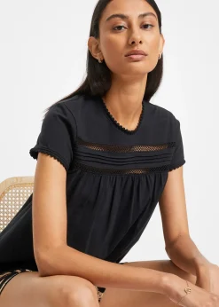 T-shirt en coton avec dentelle