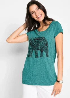 T-shirt en coton avec imprimé devant, manches courtes