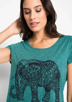 T-shirt en coton avec imprimé devant, manches courtes