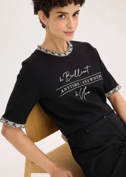 T-shirt en coton avec liseré perlé