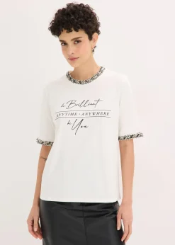 T-shirt en coton avec liseré perlé