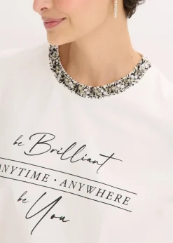 T-shirt en coton avec liseré perlé