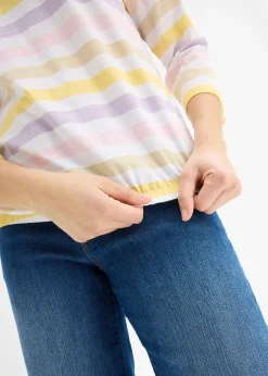 T-shirt en coton flammé, manches 3/4