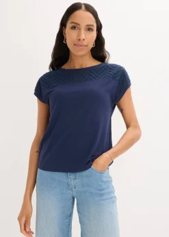 T-shirt en dentelle, en viscose douce