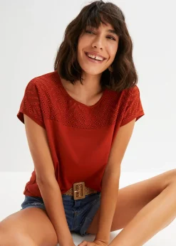 T-shirt en dentelle, en viscose douce