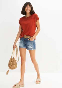 T-shirt en dentelle, en viscose douce