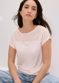 T-shirt en dentelle, en viscose douce