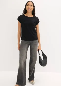 T-shirt en dentelle, en viscose douce