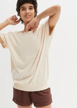 T-shirt en fil flammé avec base smockée