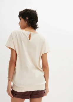 T-shirt en fil flammé avec base smockée