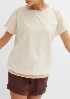 T-shirt en fil flammé avec base smockée