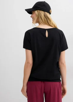 T-shirt en fil flammé avec base smockée