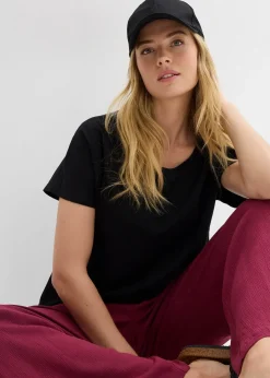 T-shirt en fil flammé avec base smockée