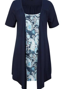 T-shirt 2en1 imprimé à encolure ronde