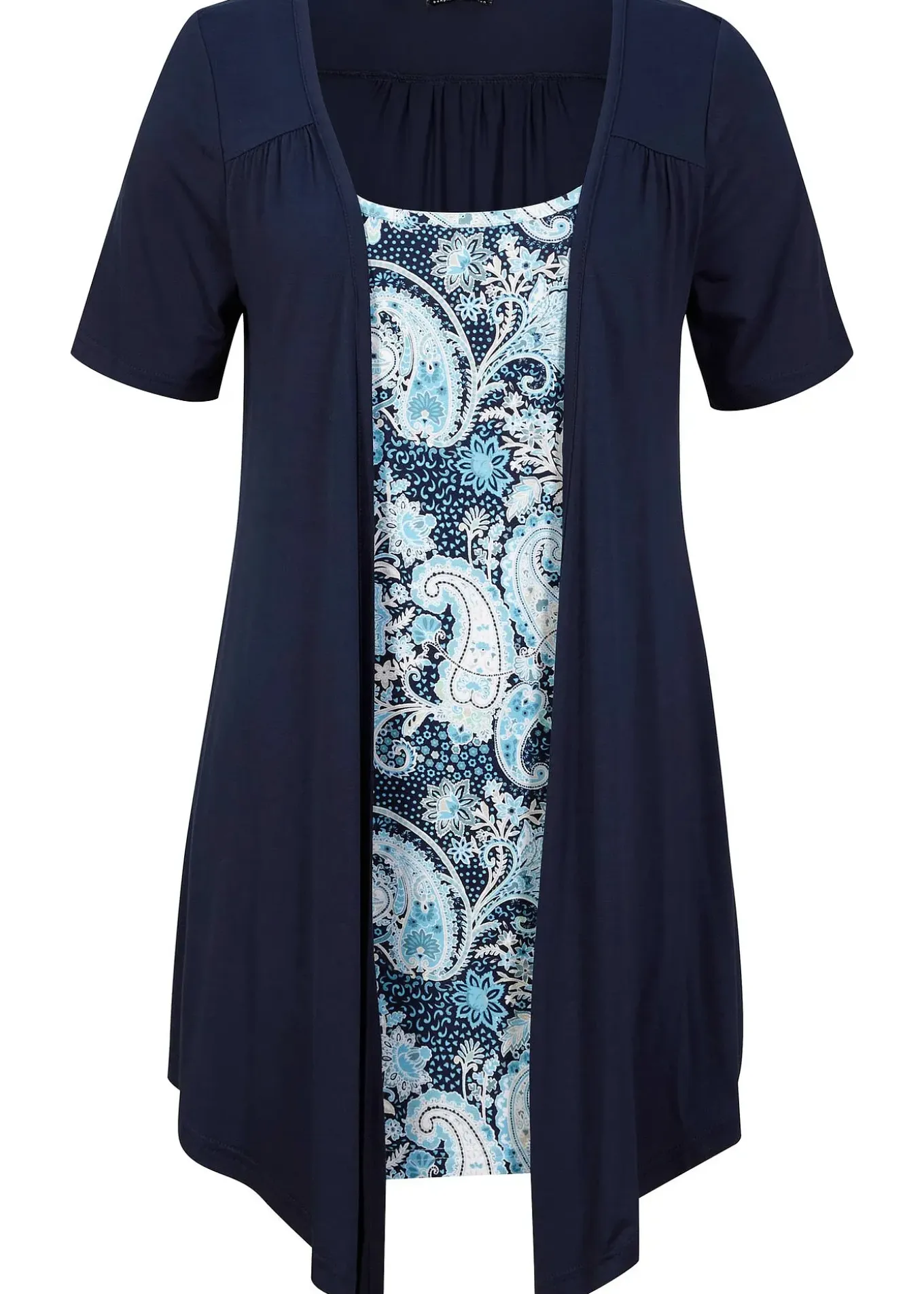 T-shirt 2en1 imprimé à encolure ronde