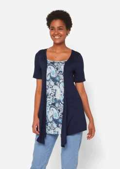 T-shirt 2en1 imprimé à encolure ronde